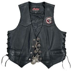 Indian Motorcycle Leather Vest Patchwork Black Women's Medium